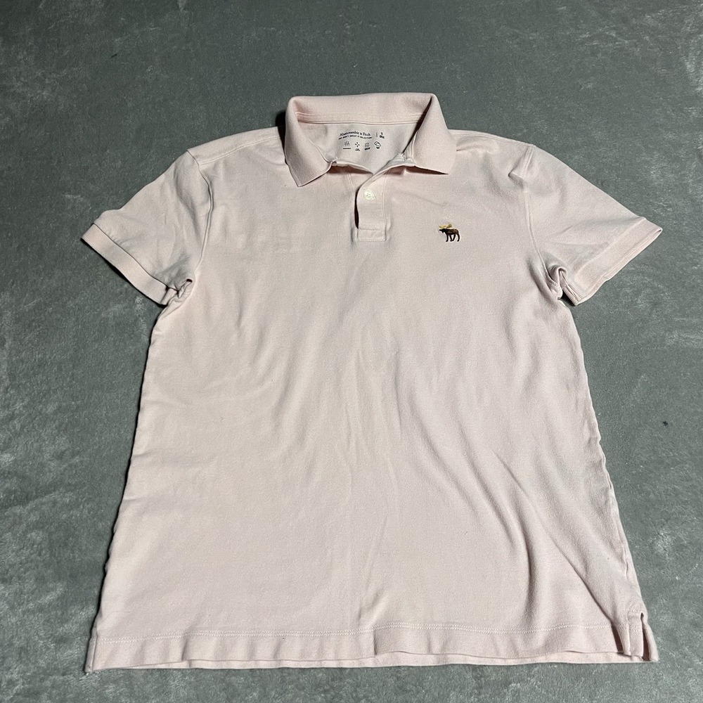 Abercrombie & Fitch Polo Shirt Mens Small Light‎ Pink Dont Sweat It Moose Preppy